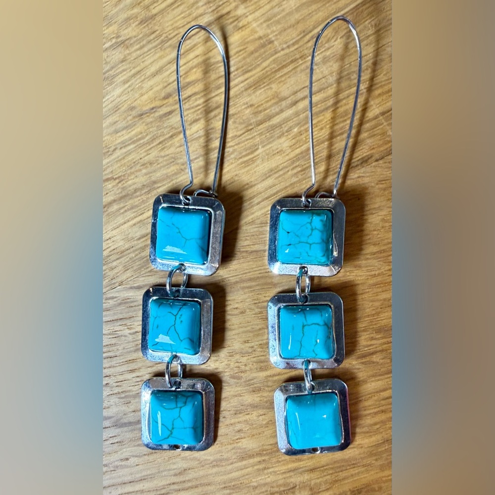 Turquoise Silver Dangle Earrings